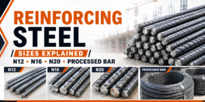 Reinforcing steel sizes explained with N12, N16, N20
